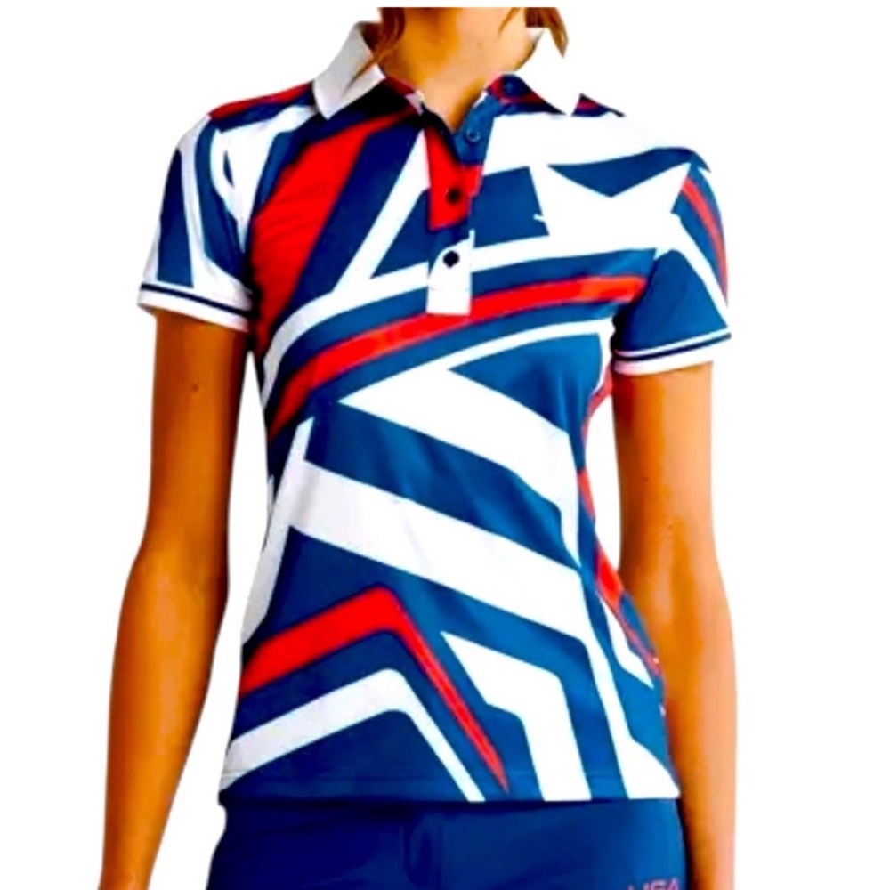 J Lindeberg Felicite Print Polo Shirt Golf NWT
